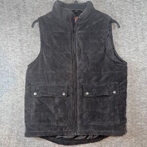 Weather Wear Mens Vest Puffer Corduroy Chore Snap Pockets Black Large Excellent